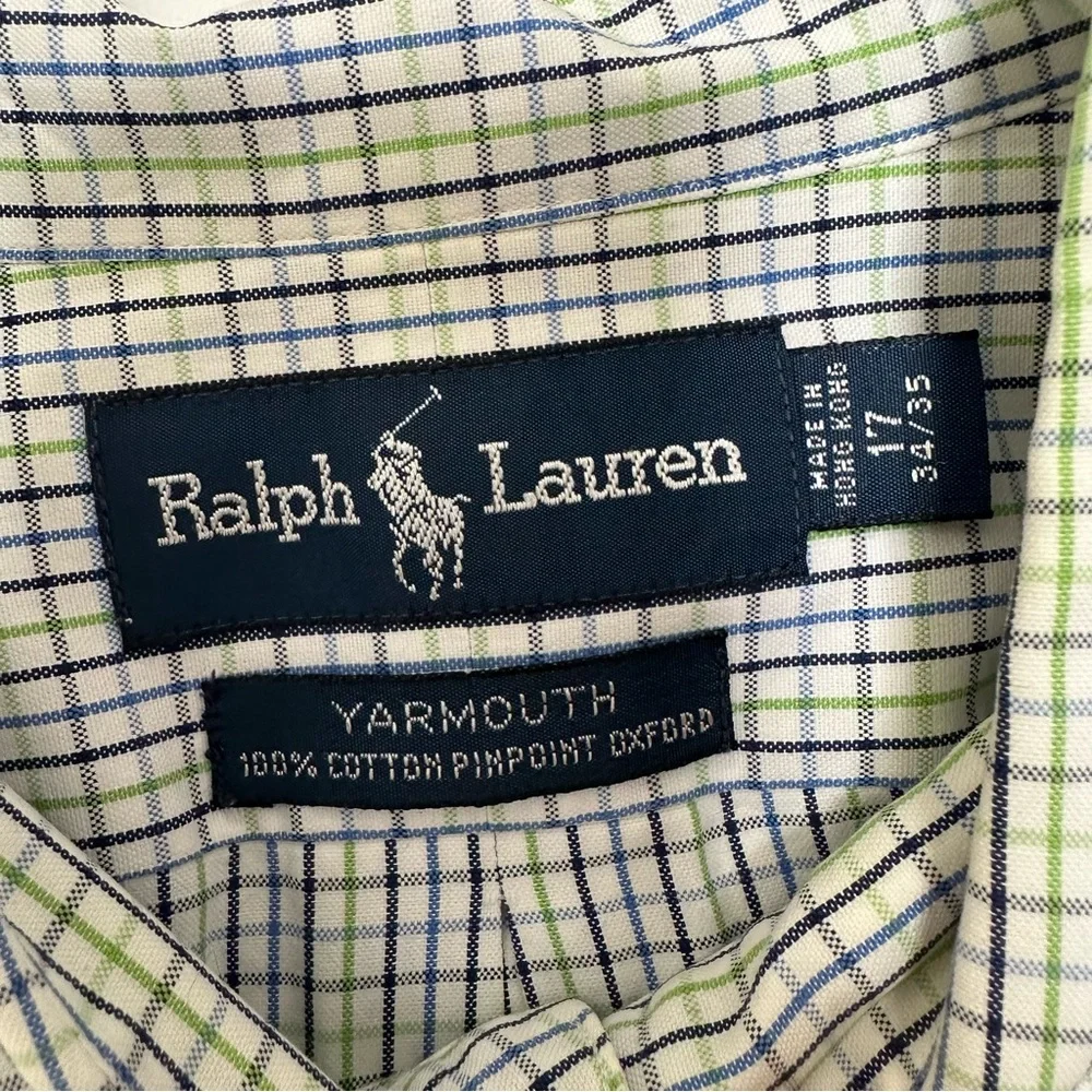Ralph Lauren Yarmouth Cotton Pinpoint Oxford Shirt Men’s Size 17 34/35 Blue Pony